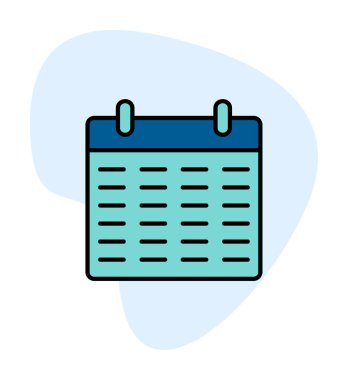 Takvim düzlüğü simgesi, vektör illüstrasyonu 