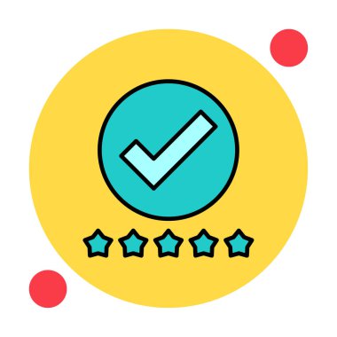 işaretleme işareti ve beş yıldız simgesi, vektör illüstrasyonu