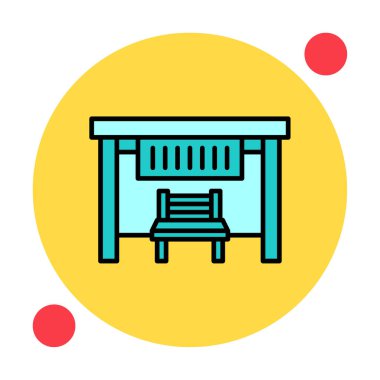 Otobüs Durağı Web simgesi vektör illüstrasyonu