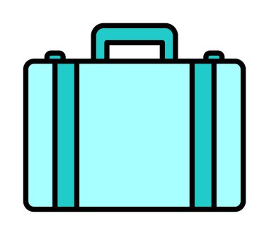 Evrak çantası vektör düz simgesi. İş durumu simgesi, bavul emojisi, vektör illüstrasyonu