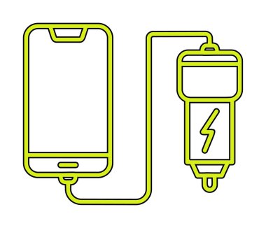 Araç telefonu şarj etme simgesi, vektör illüstrasyonu 