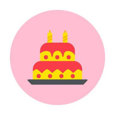 Mumlu doğum günü pastası. Web simgesi vektör illüstrasyonu