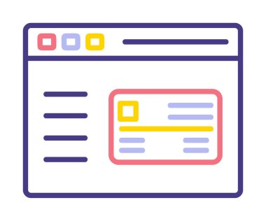 Basit Web Ödeme simgesi, vektör illüstrasyonu