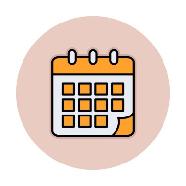 Takvim düzlüğü simgesi, vektör illüstrasyonu 