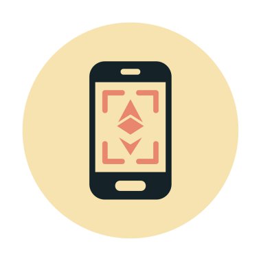 Telefon ekranındaki Ethereum simgesi, vektör sembolü
