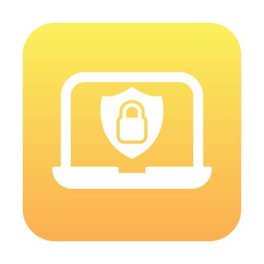 Veri Güvenlik simgesi, kalkan ve asma kilitli dizüstü bilgisayar, vektör illüstrasyonu