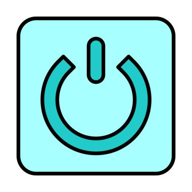 Güç düğmesi simgesi. İnce çizgi çizimi. vektör simgesi beyazda izole edildi