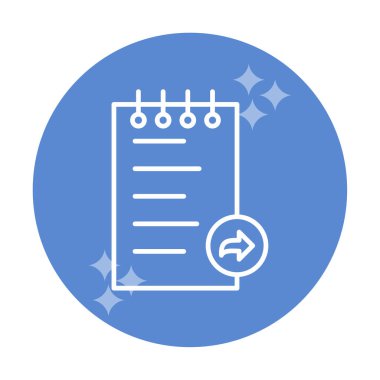 Basit not defteri arayüzü simgesi, vektör illüstrasyonu