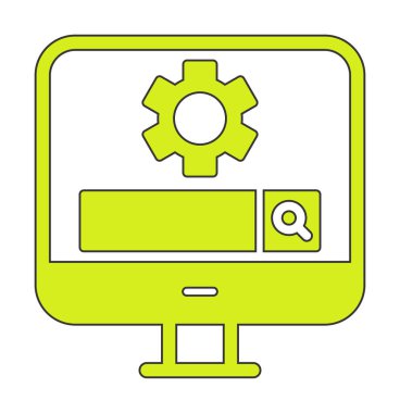 Beyaz arkaplanda Bilgisayar Arama Motoru vektör çizimi