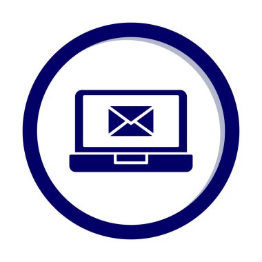 Beyaz arkaplanda dizüstü bilgisayar vektör illüstrasyonunda e- posta