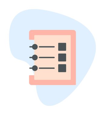 Basit not defteri arayüzü simgesi, vektör illüstrasyonu