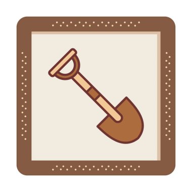 Bahçe küreği ikonu. Kürek karikatür simgesinin vektör çizimi                 