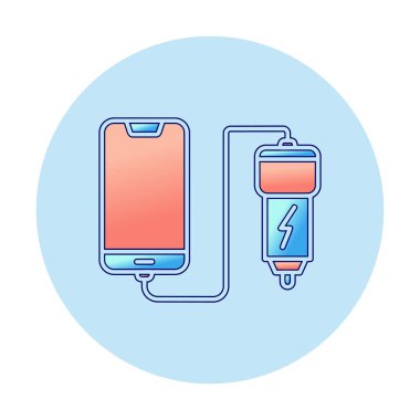 Araç telefonu şarj etme simgesi, vektör illüstrasyonu 