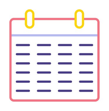 Takvim düzlüğü simgesi, vektör illüstrasyonu 