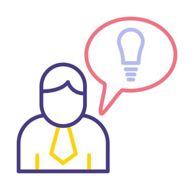 Fikri olan iş adamı, ampul ikonu vektör illüstrasyonu