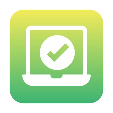 Dizüstü bilgisayardaki işaret simgesini kontrol et, vektör illüstrasyonuName 