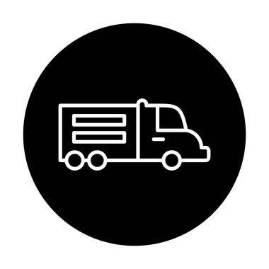 Kamyon ikonu vektörü. İnce çizgi işareti. izole resim