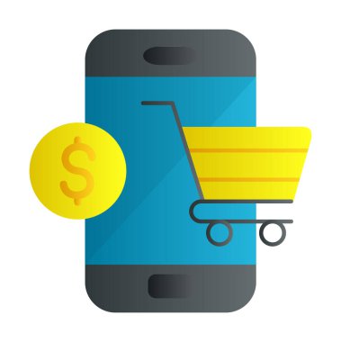 Mobil Online Alışveriş simgesi. Vektör illüstrasyonu