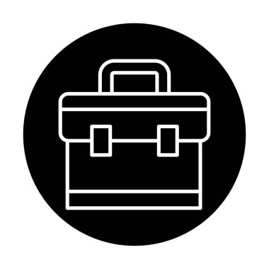 Evrak çantası vektör düz simgesi. İş durumu simgesi, bavul emojisi, vektör illüstrasyonu