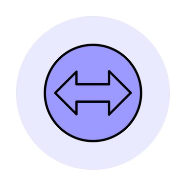 Çift ok sembolü, iki yön, sol, sağ simge, vektör illüstrasyonu