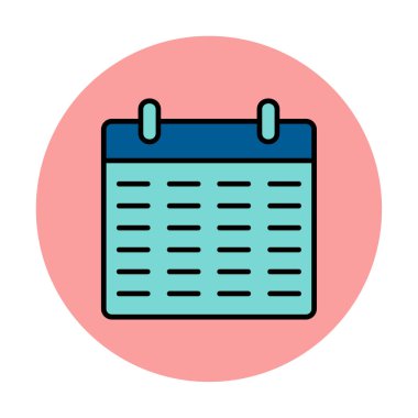 Takvim düzlüğü simgesi, vektör illüstrasyonu 