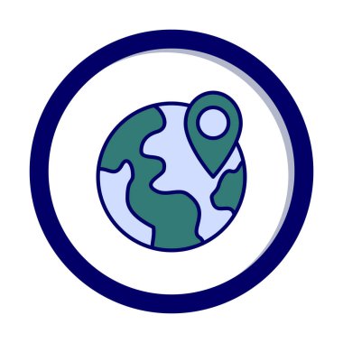Basit Globe Konum simgesi, vektör illüstrasyonu