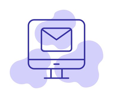 Beyaz arkaplanda bilgisayar e- posta vektör illüstrasyonu