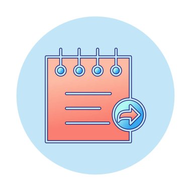 Basit not defteri arayüzü simgesi, vektör illüstrasyonu