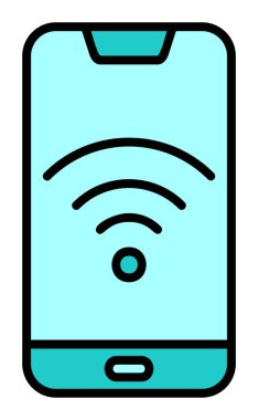 Akıllı telefondaki wifi imzası, basit simge vektör illüstrasyonu