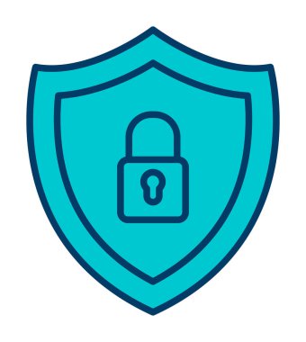 Güvenlik kalkanı düz simgesi, vektör illüstrasyonu 