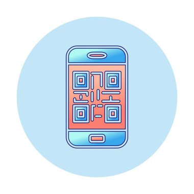 Akıllı telefon ekranındaki qr kodu beyaz arkaplanda izole edilmiş