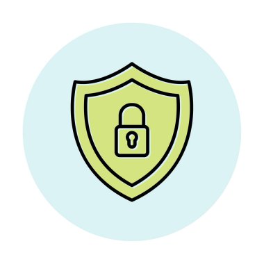 Güvenlik kalkanı düz simgesi, vektör illüstrasyonu 