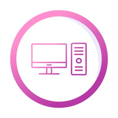 masaüstü bilgisayar simgesi tasarımı, düz işaret, vektör ve illüstrasyon