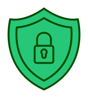 Güvenlik kalkanı düz simgesi, vektör illüstrasyonu 