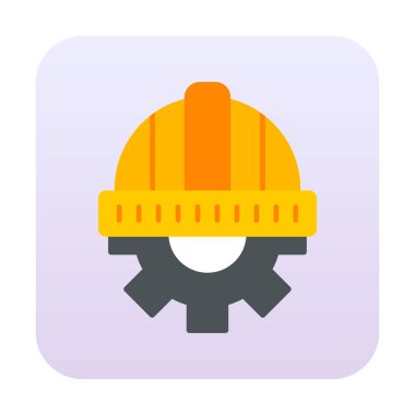 Cogwheel ikon vektör illüstrasyon tasarımlı kask               