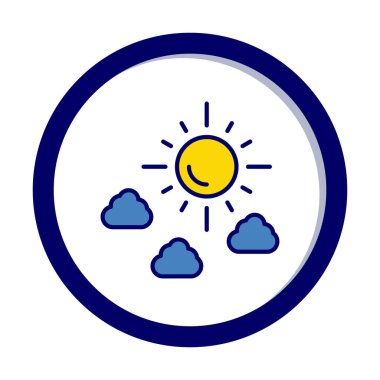 Güneş bulutların simge vektör çizim ile 