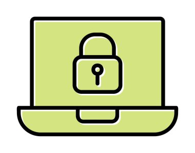 Dizüstü bilgisayar ekranına kilitle. Güvenlik kavramı vektör illüstrasyonu