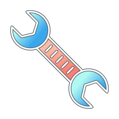 İngiliz anahtarı vektör simgesi, düz biçimli modern iş onarım araçları