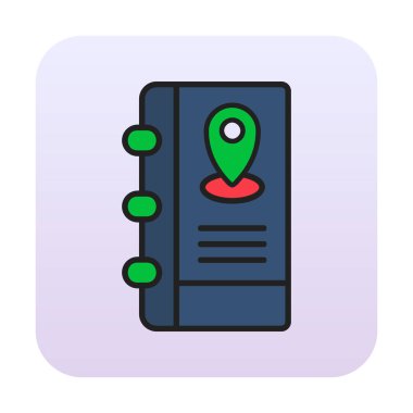 Soyut arkaplan vektöründe adres defteri simgesi izole edildi