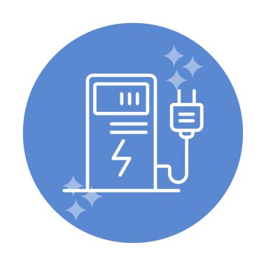 Elektrik Şarj İstasyonu ikon vektör çizimi