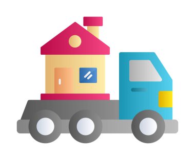 Ev kamyonu teslimatı ikon vektörü. Yer değiştirme servisi. Eve taşın