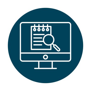 Bilgisayar simgesini ara. Bilgisayar ve büyüteç işareti. Bilgisayar sembol bul. 