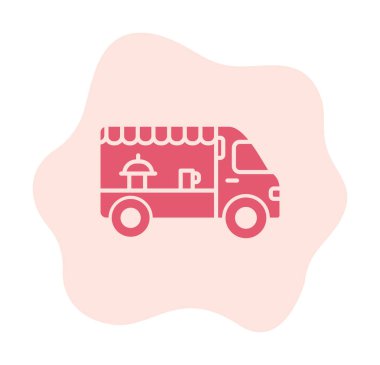 Beyaz arkaplanda yiyecek kamyonu vektör çizimi