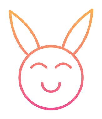 Şirin gülümseyen tavşan ikonu, vektör çizimi 