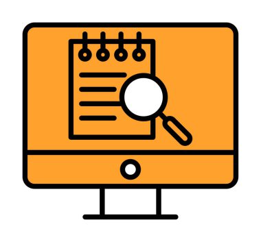 Bilgisayar simgesini ara. Bilgisayar ve büyüteç işareti. Bilgisayar sembol bul. 