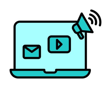 Beyaz arkaplanda Sosyal Medya Pazarlama vektör çizimi