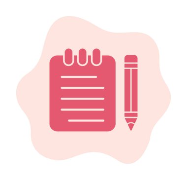 Basit not defteri arayüzü simgesi, vektör illüstrasyonu