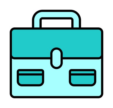 Evrak çantası vektör düz simgesi. İş durumu simgesi, bavul emojisi, vektör illüstrasyonu