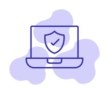 Güvenli dizüstü bilgisayar ikonu vektör çizimi