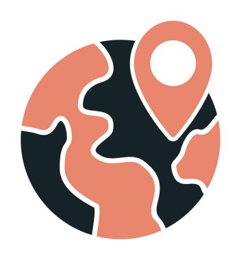 Basit Globe Konum simgesi, vektör illüstrasyonu